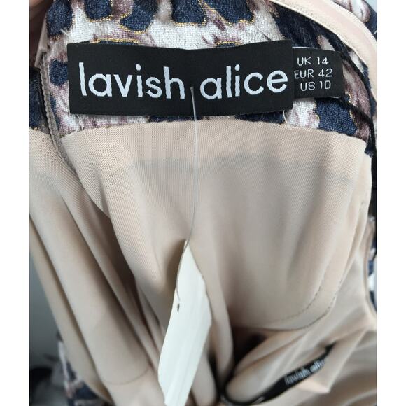 Lavish Alice Cold Shoulder Crush Velvet Cocktail Sheath Dress Sz 10 Leopard NWT - Picture 7 of 8